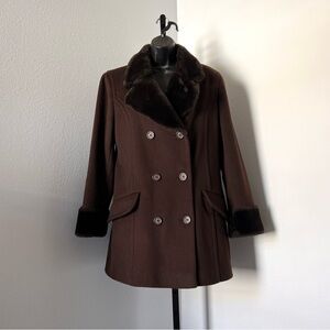 70s Vintage Brown Wool Peacoat